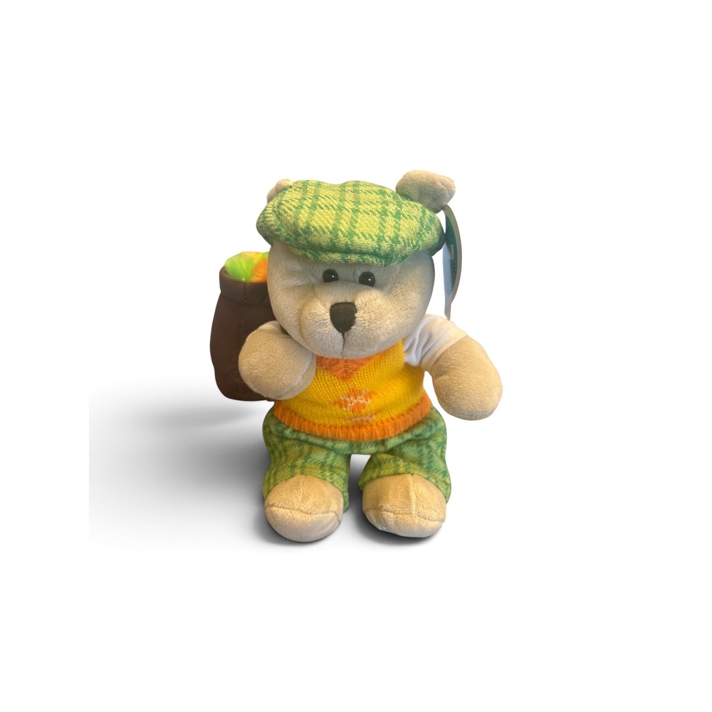Starbucks Bearista Bear 50th Edition 2006 Golfer Plush Green Plaid Yellow Vest